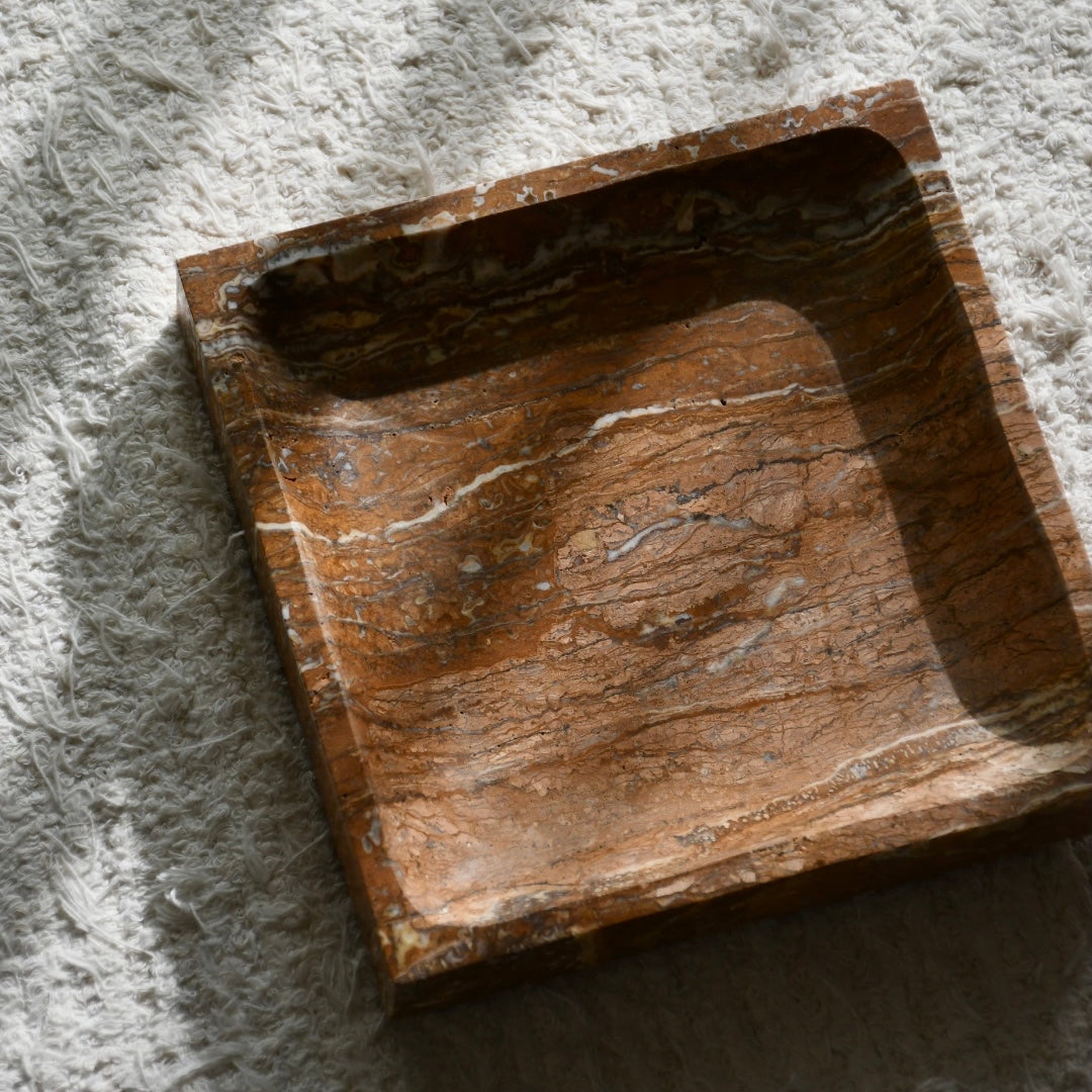 Marron Travertine - Geometric Tray