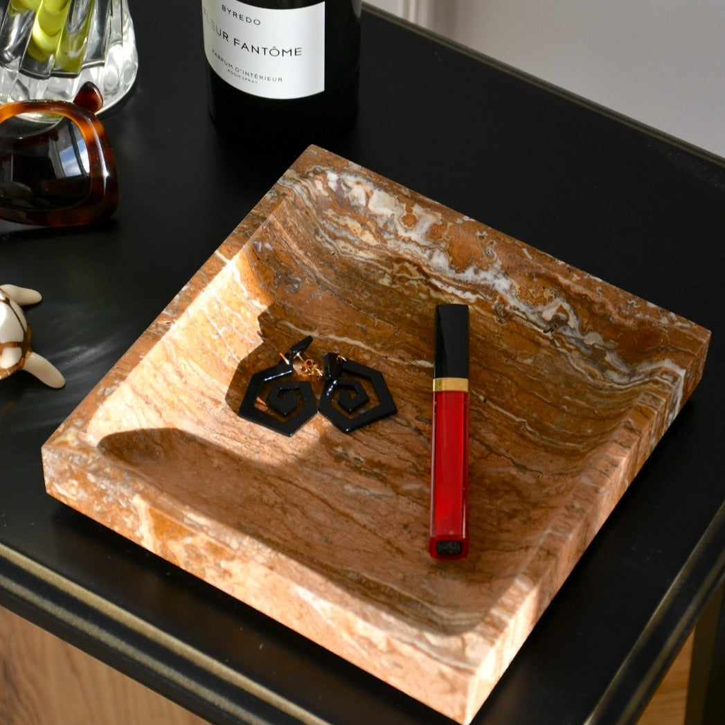 Marron Travertine - Geometric Tray
