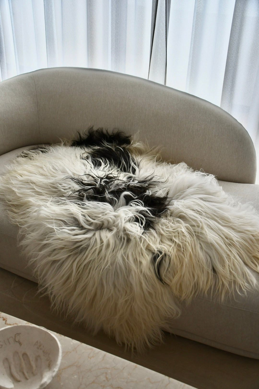 Icelandic Sheepskin - Black & White - Straight - 1