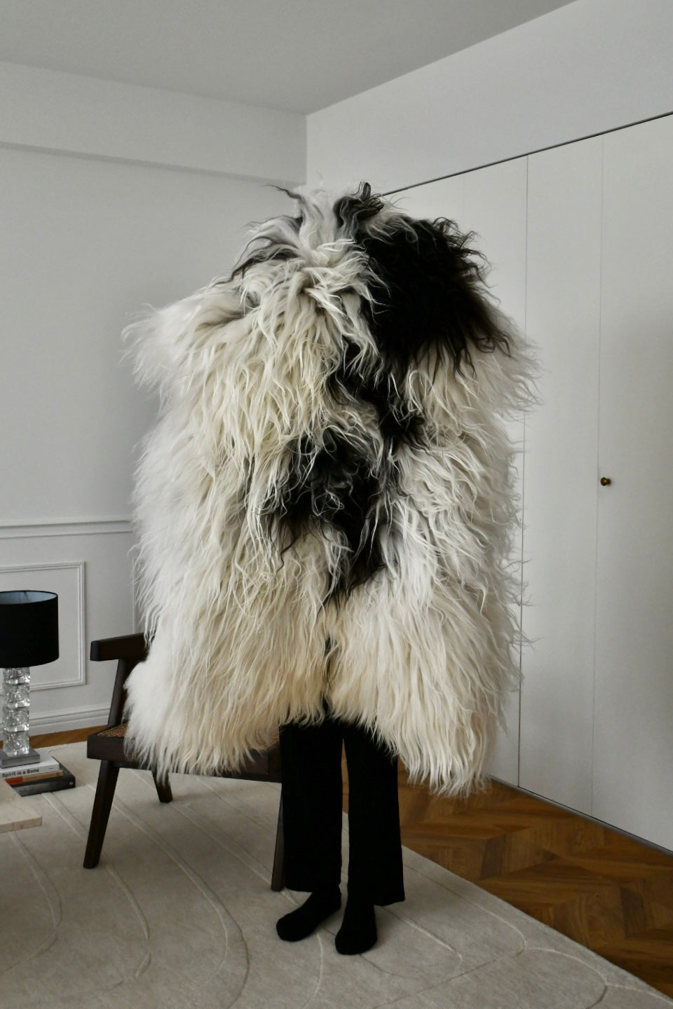 Icelandic Sheepskin - Black & White - Straight - 1