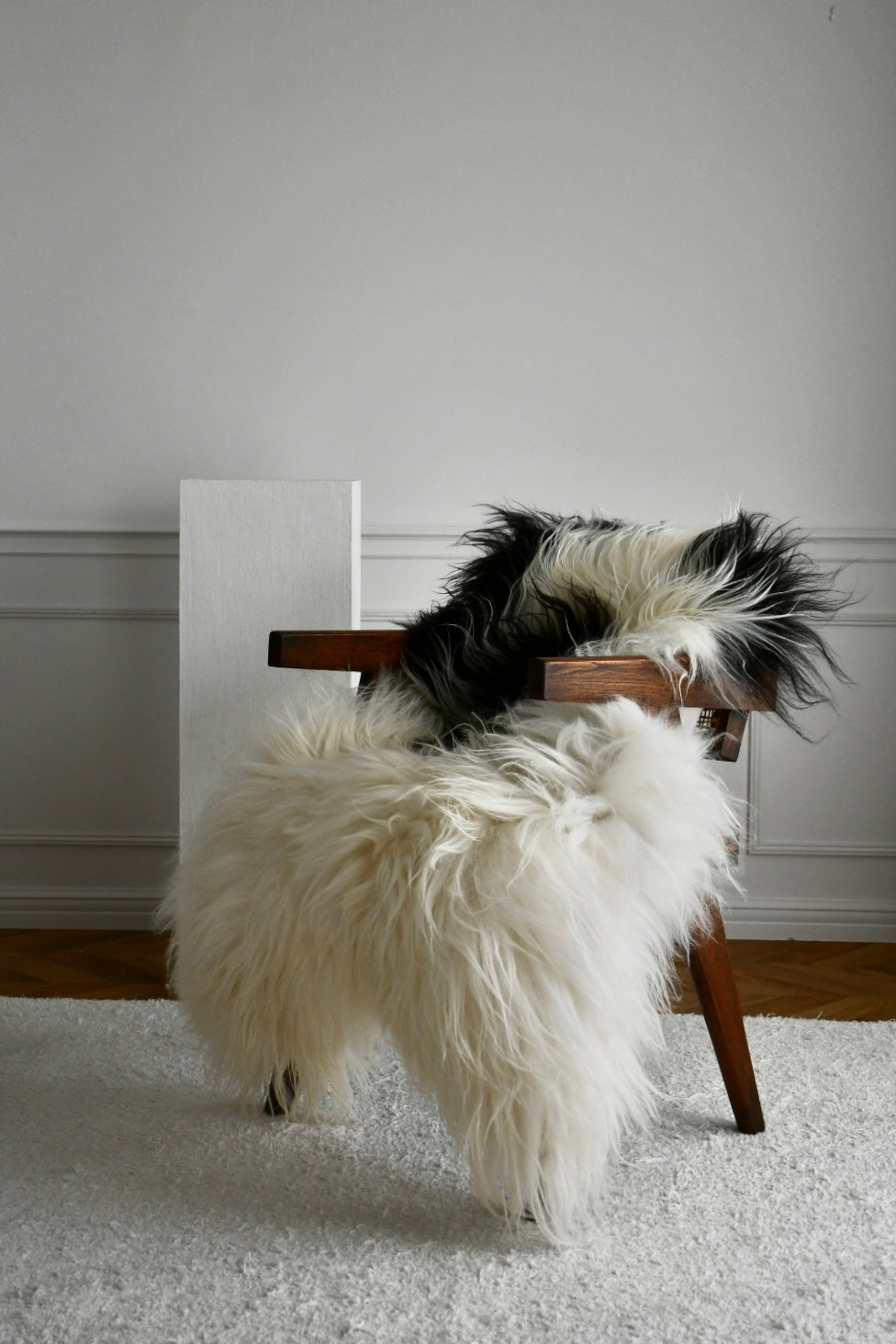 Icelandic Sheepskin - Black & White - Straight - 2