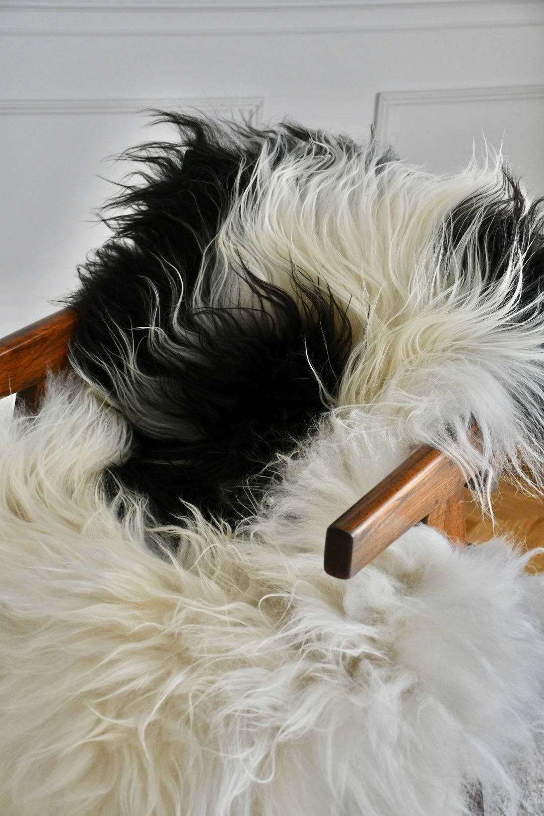Icelandic Sheepskin - Black & White - Straight - 2